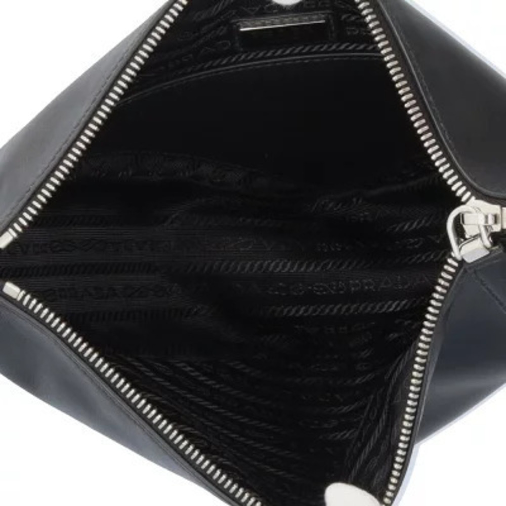 Prada Triangle Double Shoulder Bag Saffiano Leather Black - Picture 10 of 11